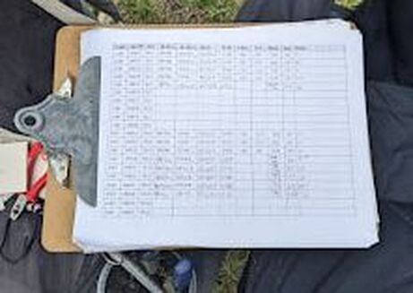 Photo: Recorded data of the barn owls banded at Ottawa NWR